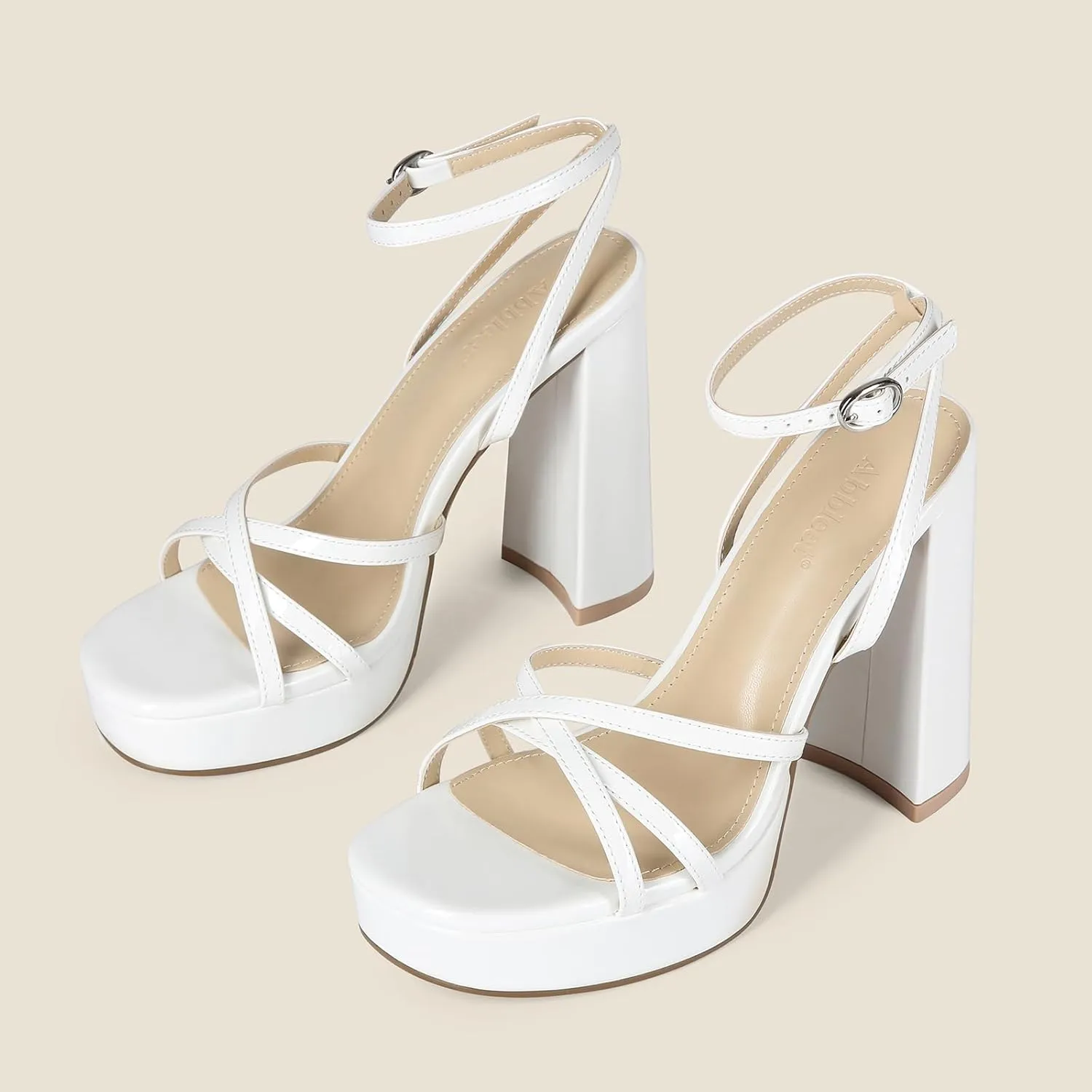 Platform Heels for Women Strappy Block Chunky High Heels Open Toe Ankle Strap Sandals Fashion Lace Up Wedding Party Evening Prom Dance Dress Shoes