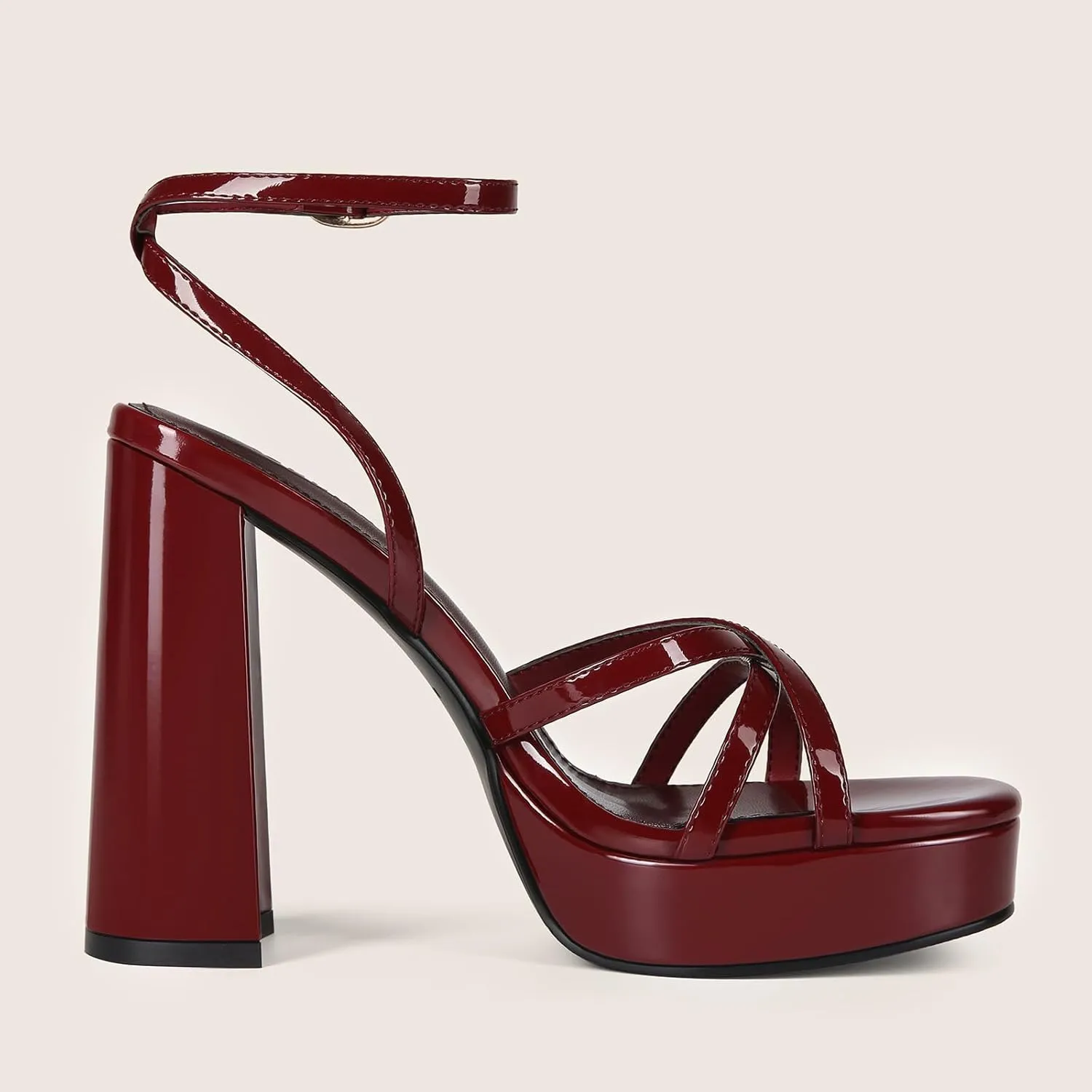 Platform Heels for Women Strappy Block Chunky High Heels Open Toe Ankle Strap Sandals Fashion Lace Up Wedding Party Evening Prom Dance Dress Shoes