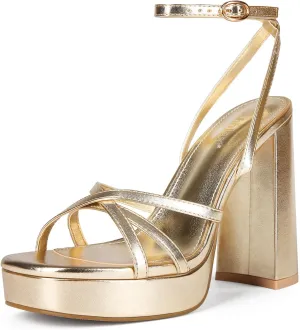 Platform Heels for Women Strappy Block Chunky High Heels Open Toe Ankle Strap Sandals Fashion Lace Up Wedding Party Evening Prom Dance Dress Shoes