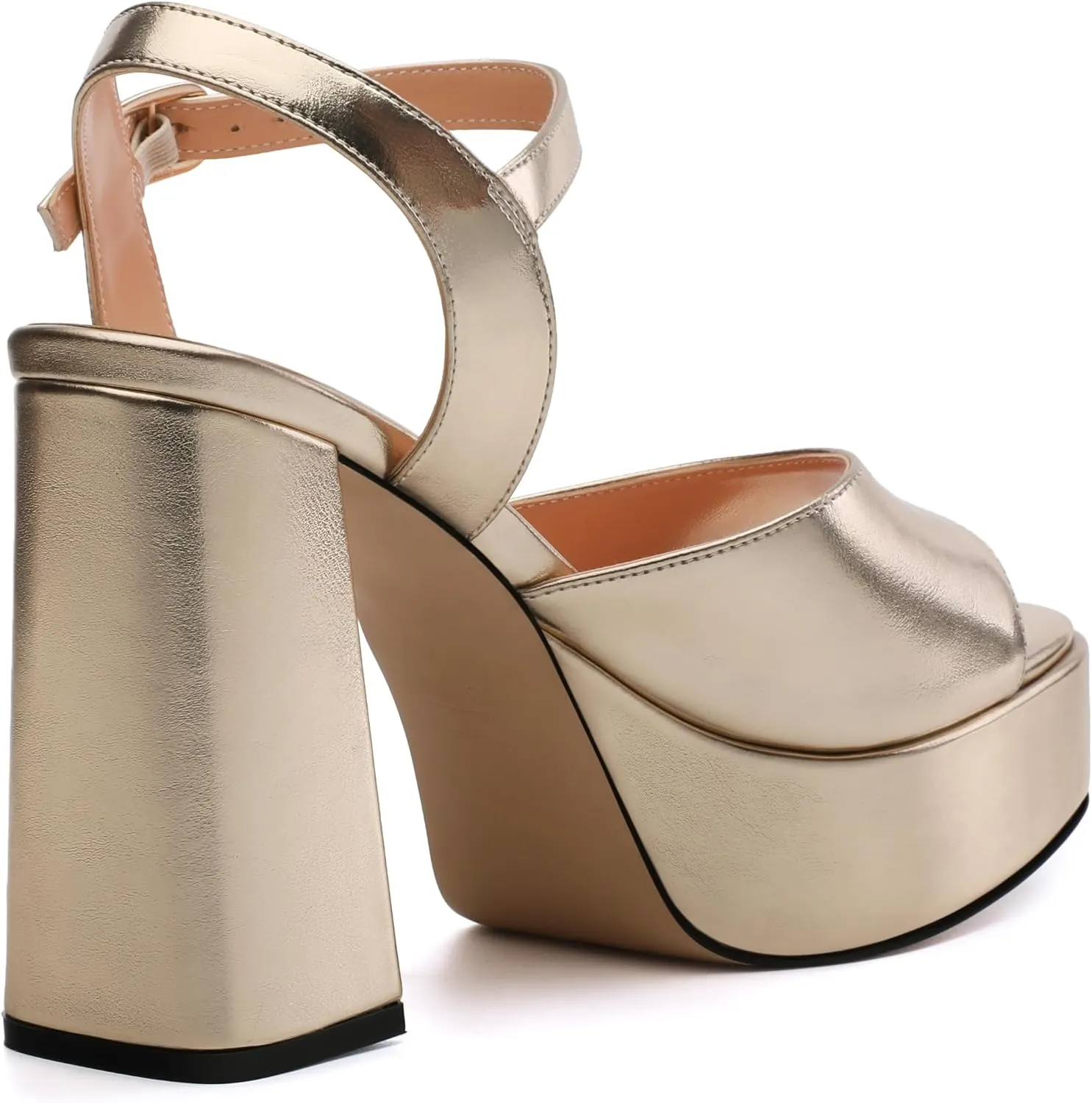 Platform Sandals High Heels for Women Comfortable Chunky Heel Square Open Toe Pumps with Adjustable Ankle Strap Women's Wedding Party Pumps