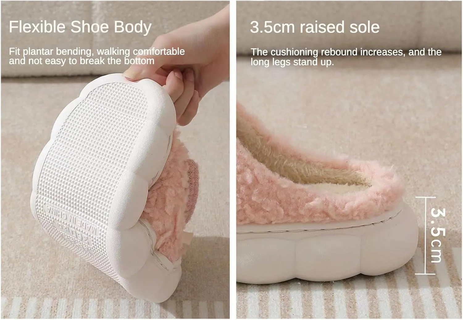 Plush Cute Bow Tie Slippers for Women Furry Comfy Non-Slip House Slippers Warm Funny Cozy Fluffy Kawaii Fuzzy Indoor