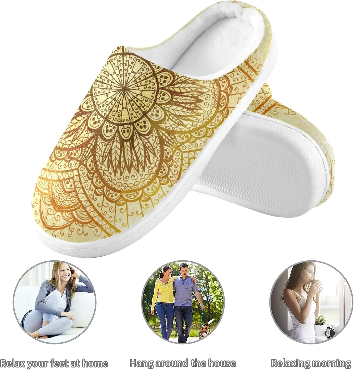 Poeticcity Unisex Memory Foam House Slippers Non-Skid Soft Warm Sole Coral Fleece Slip-on Closed Toe Hand Free Shoes for Bedroom Travel 6-17