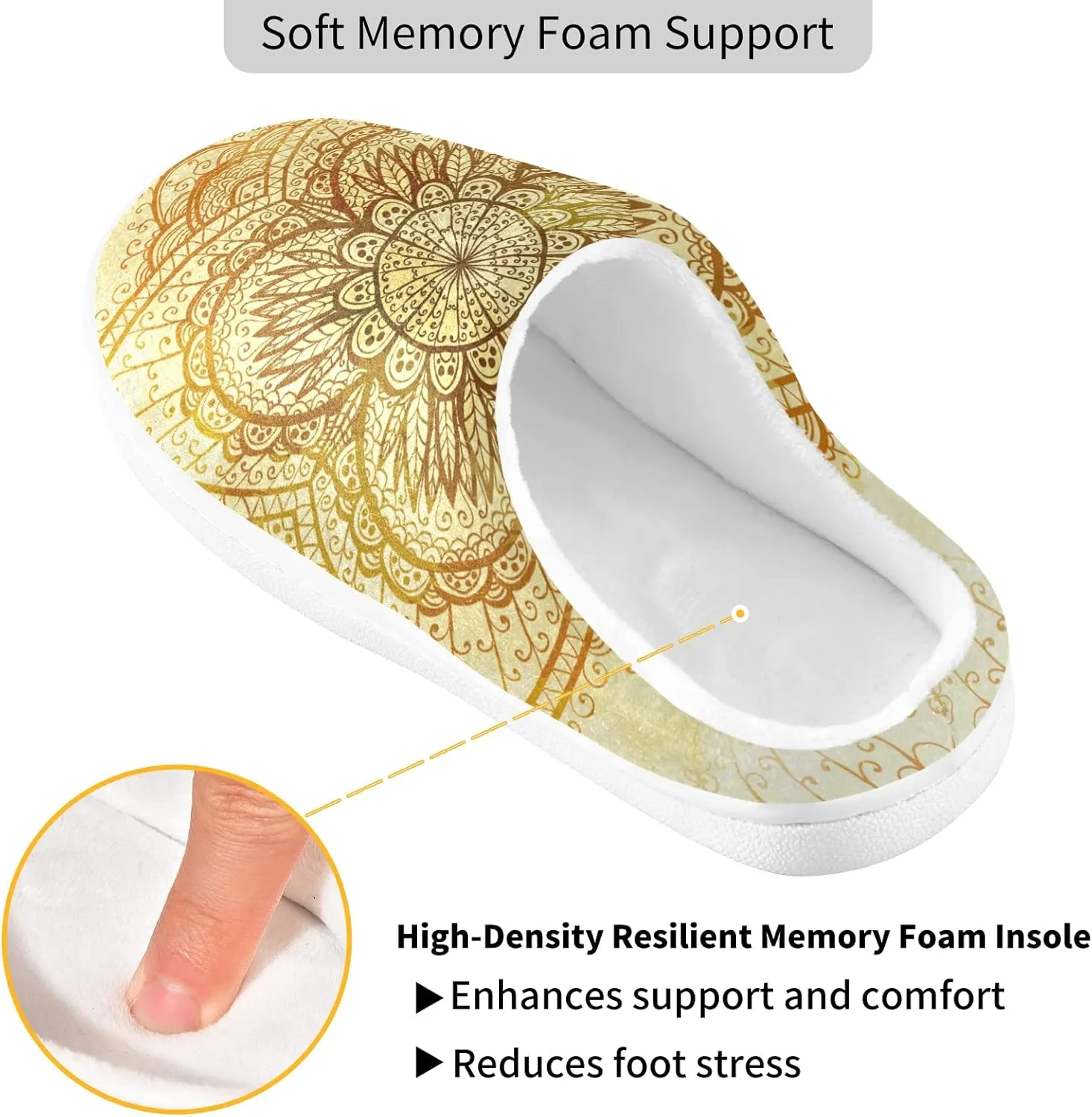 Poeticcity Unisex Memory Foam House Slippers Non-Skid Soft Warm Sole Coral Fleece Slip-on Closed Toe Hand Free Shoes for Bedroom Travel 6-17
