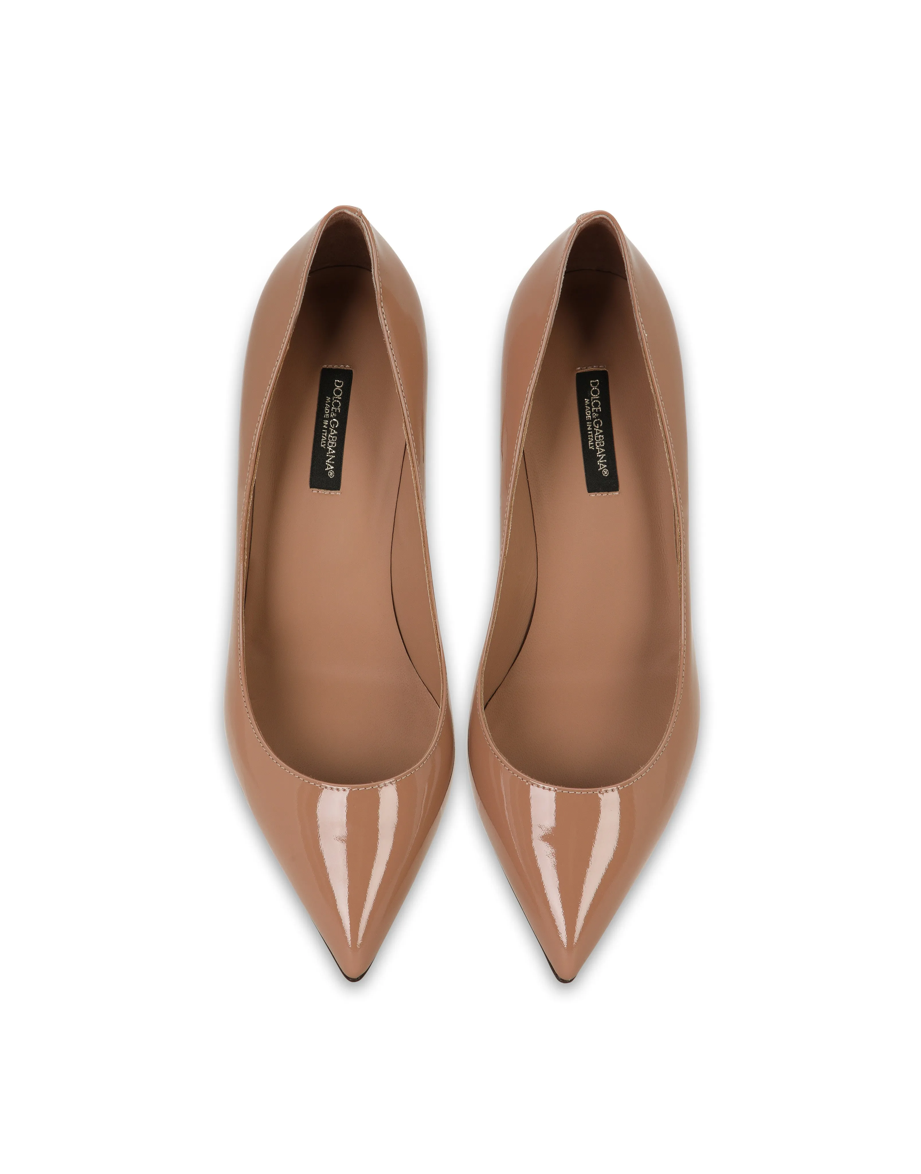 Pointed varnish pumps with medium heel