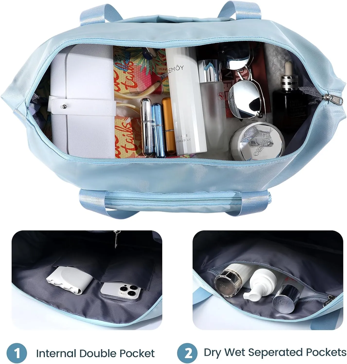Pool Travel Duffle Bag - Overnight Shoulder Bag for Women, Waterproof Weekender Bag Carry On Tote Bags Sports Tote Gym Bag for Women