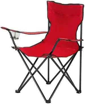 Portable Camping Chair with Cup Holder, Lightweight Folding Lawn for Outdoor, Picnic, Sports Events - 230lbs Load Capacity, Red