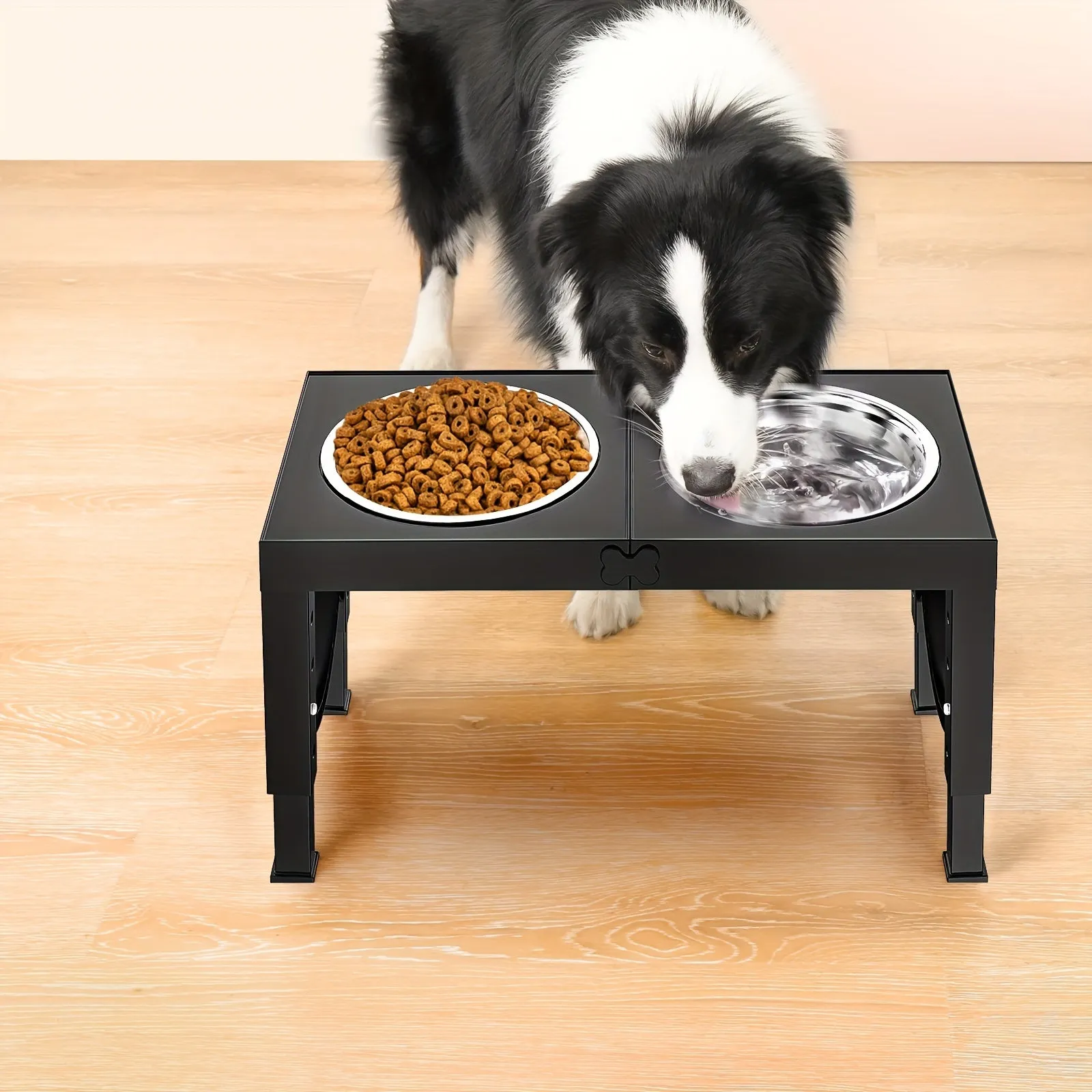 Portable Non-Slip Elevated Dog Bowls Set With 2 Bowls