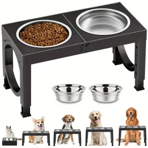 Portable Non-Slip Elevated Dog Bowls Set With 2 Bowls