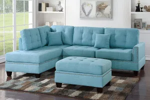Poundex PDEX- Sofas, Light Blue