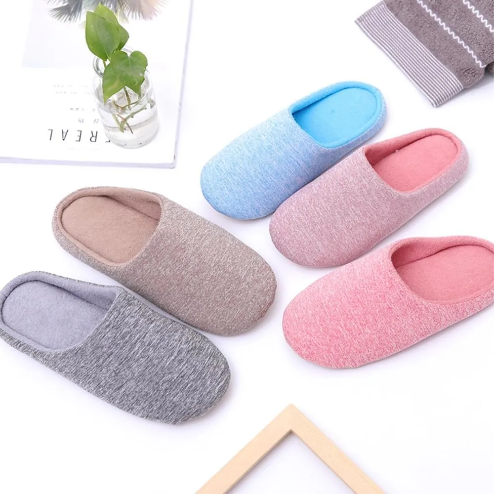 Premium Comfort All Seasons Cotton Blend Silent Cushion Sole Women's House Slippers Indoor Soft Home Slip On Shoes