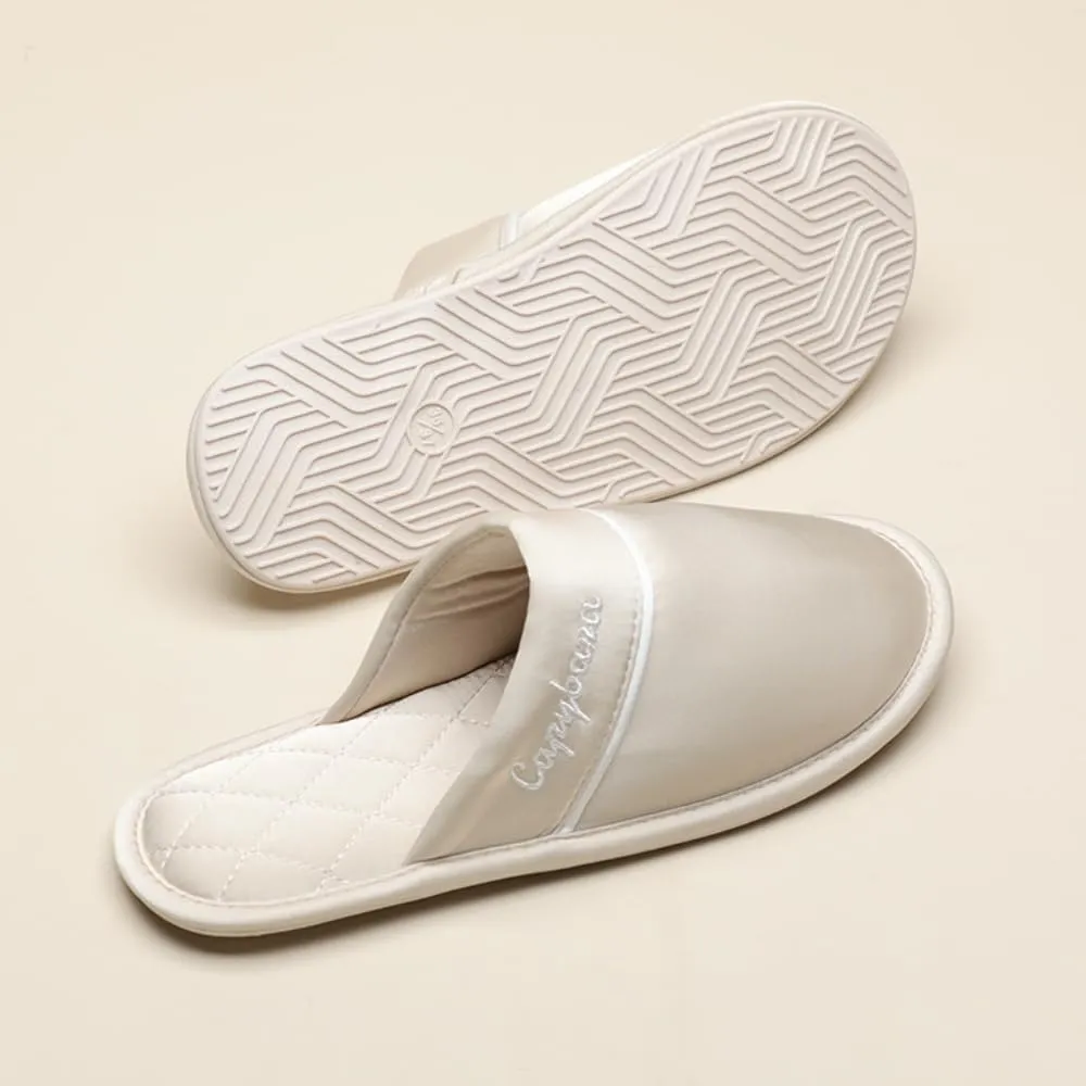 Premium Luxury Silk Satin All Seasons Comfort Silent Sole Women's House Slippers Non Slip Indoor Soft Home Slip On Shoes