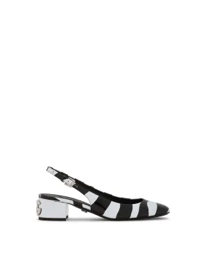 Printed patent leather slingbacks with DG Karol heel