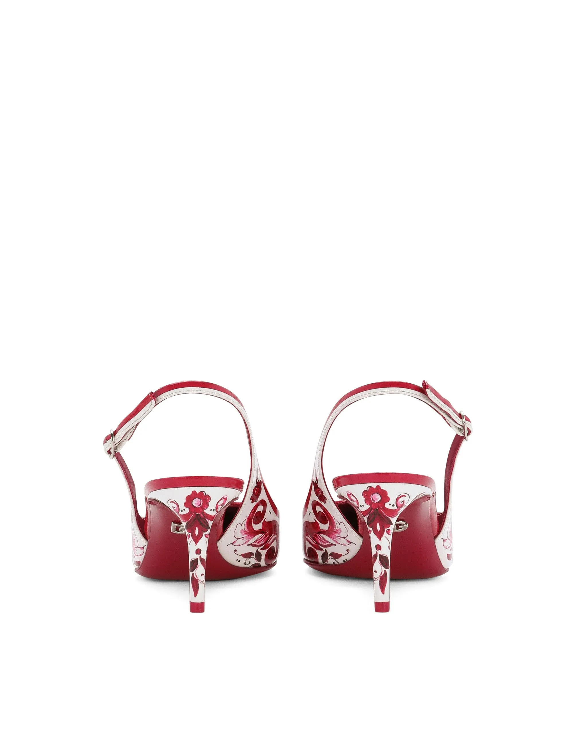 Printed polished calfskin slingbacks