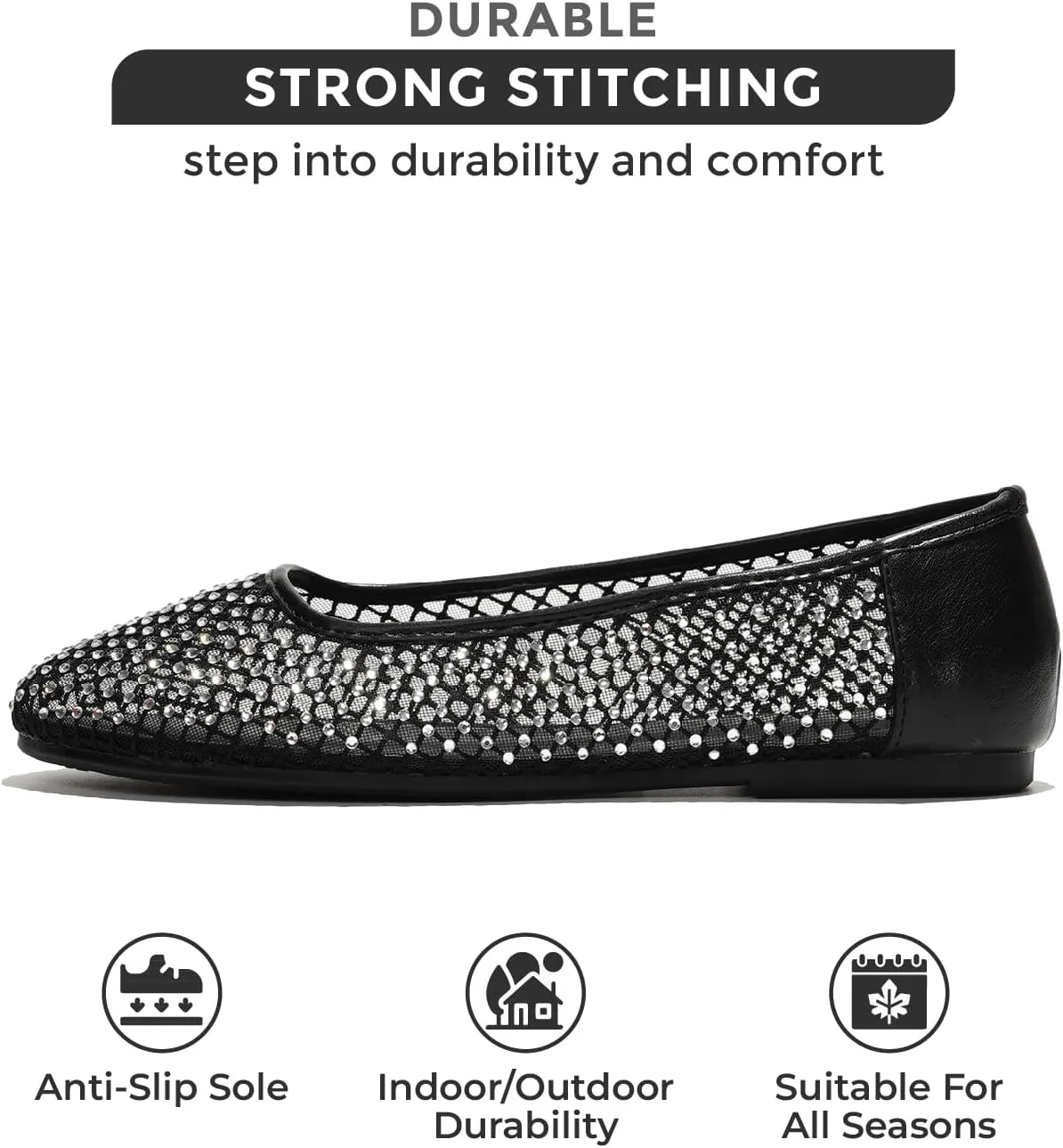 Project Cloud Mesh Womens Flats - Memory Foam Ballet Flats Shoes for Women - Non Slip Ballerina Womens Sneakers - Trendy Slip on Flat Shoes for Women (Ruthie)