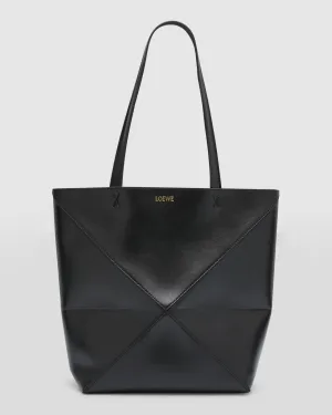 Puzzle Fold Medium Tote Bag in Shiny Leather