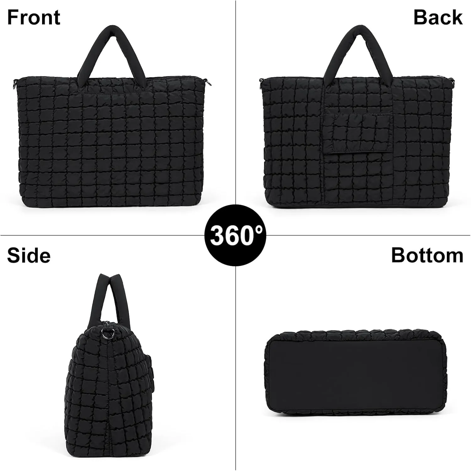 Quilted Duffle Bag for Travel, Large Puffer Duffel Weekender Bags Soft Gym Tote, Big Puffy Carry on Luggage Overnight