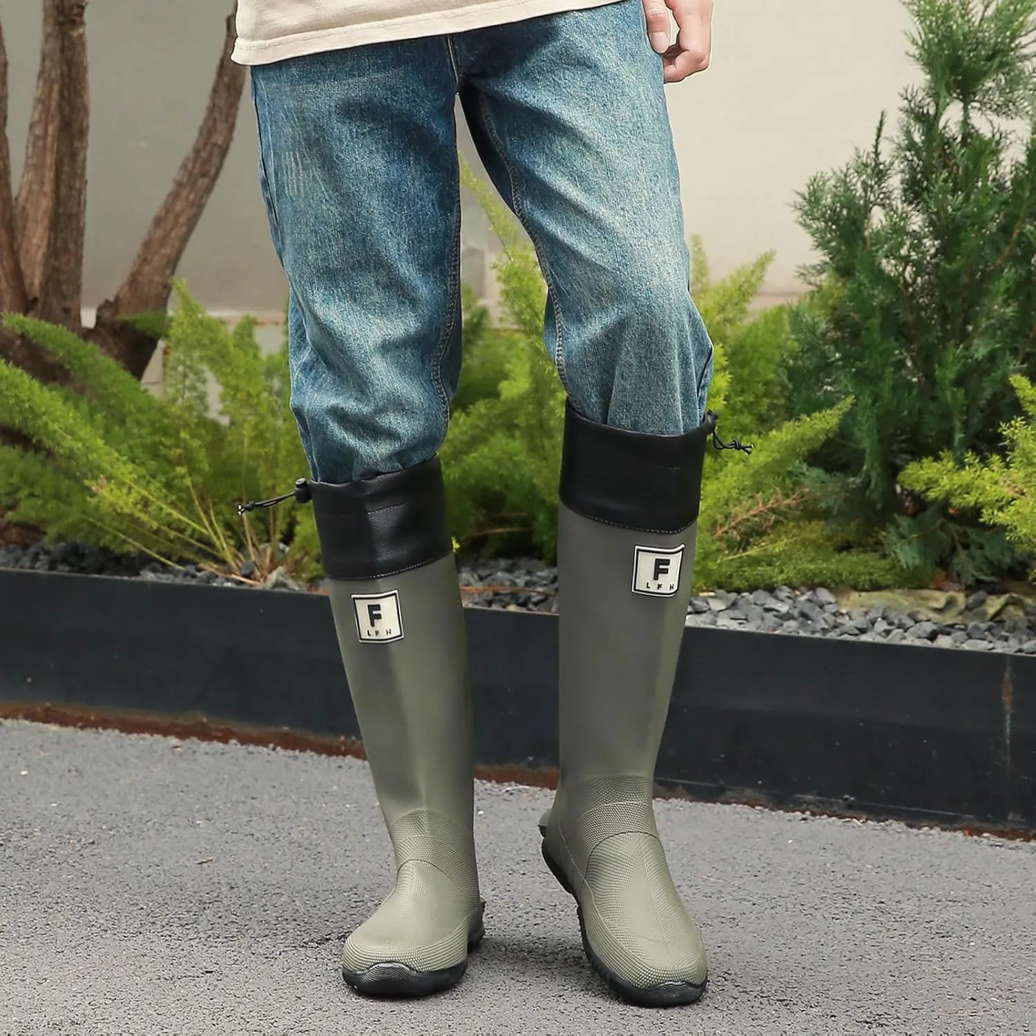 Rain Boots - Men's Waterproof Rubber Rain Boots, Lightweight, Foldable & Durable for Work, Garden & Outdoor Activities