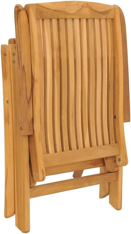 Reclining Patio Chairs with Cushions 2-Piece Set Solid Teak Wood Adjustable Foldable Outdoor Furniture for Poolside, Beach, Backyard