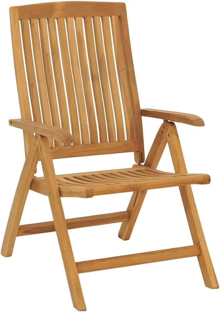 Reclining Patio Chairs with Cushions 2-Piece Set Solid Teak Wood Adjustable Foldable Outdoor Furniture for Poolside, Beach, Backyard