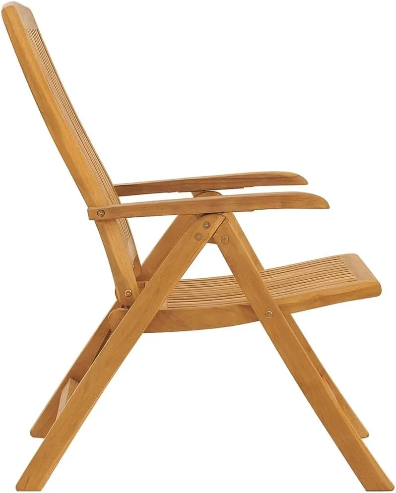Reclining Patio Chairs with Cushions 2-Piece Set Solid Teak Wood Adjustable Foldable Outdoor Furniture for Poolside, Beach, Backyard