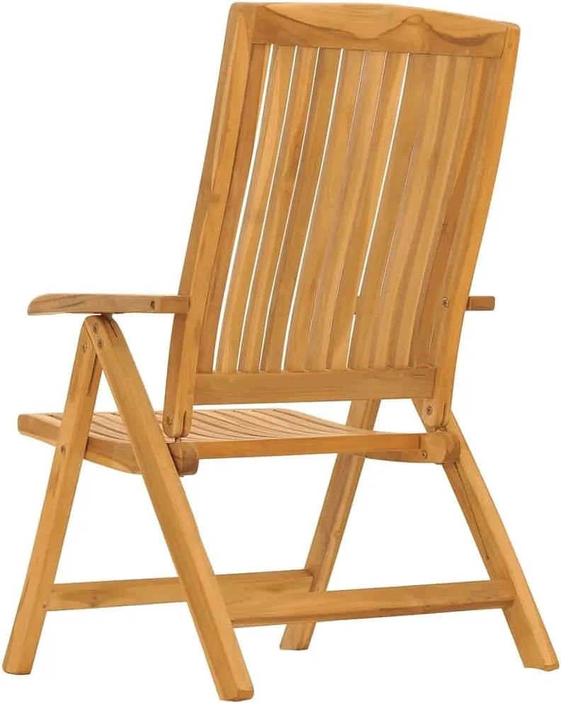 Reclining Patio Chairs with Cushions 2-Piece Set Solid Teak Wood Adjustable Foldable Outdoor Furniture for Poolside, Beach, Backyard