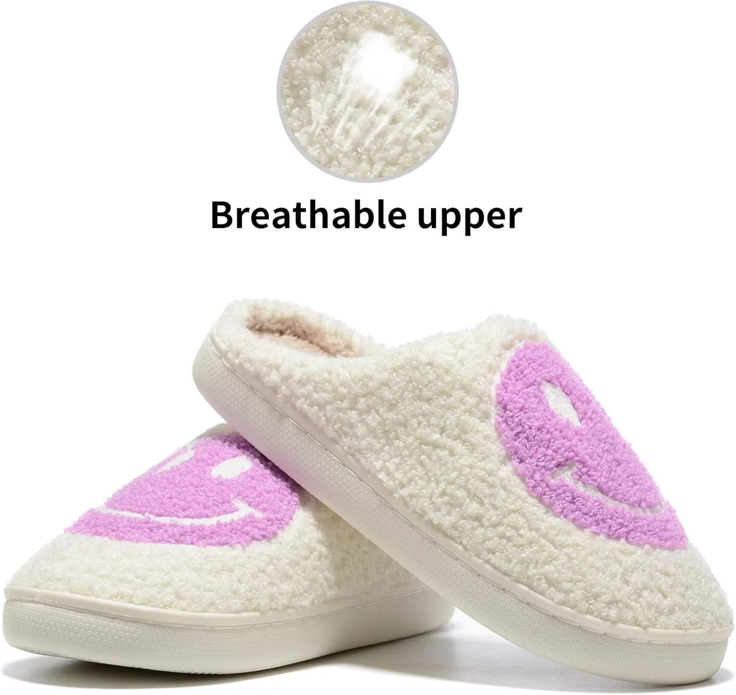 Retro Fuzzy Face Slippers Women Men Non-Slip Couple Style Casual Smile Face Slippers Retro Soft Fluffy Warm Home Lightweight Slip-on Cute Cozy Indoor Outdoor Memory Foam Face Slippers