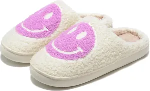 Retro Fuzzy Face Slippers Women Men Non-Slip Couple Style Casual Smile Face Slippers Retro Soft Fluffy Warm Home Lightweight Slip-on Cute Cozy Indoor Outdoor Memory Foam Face Slippers