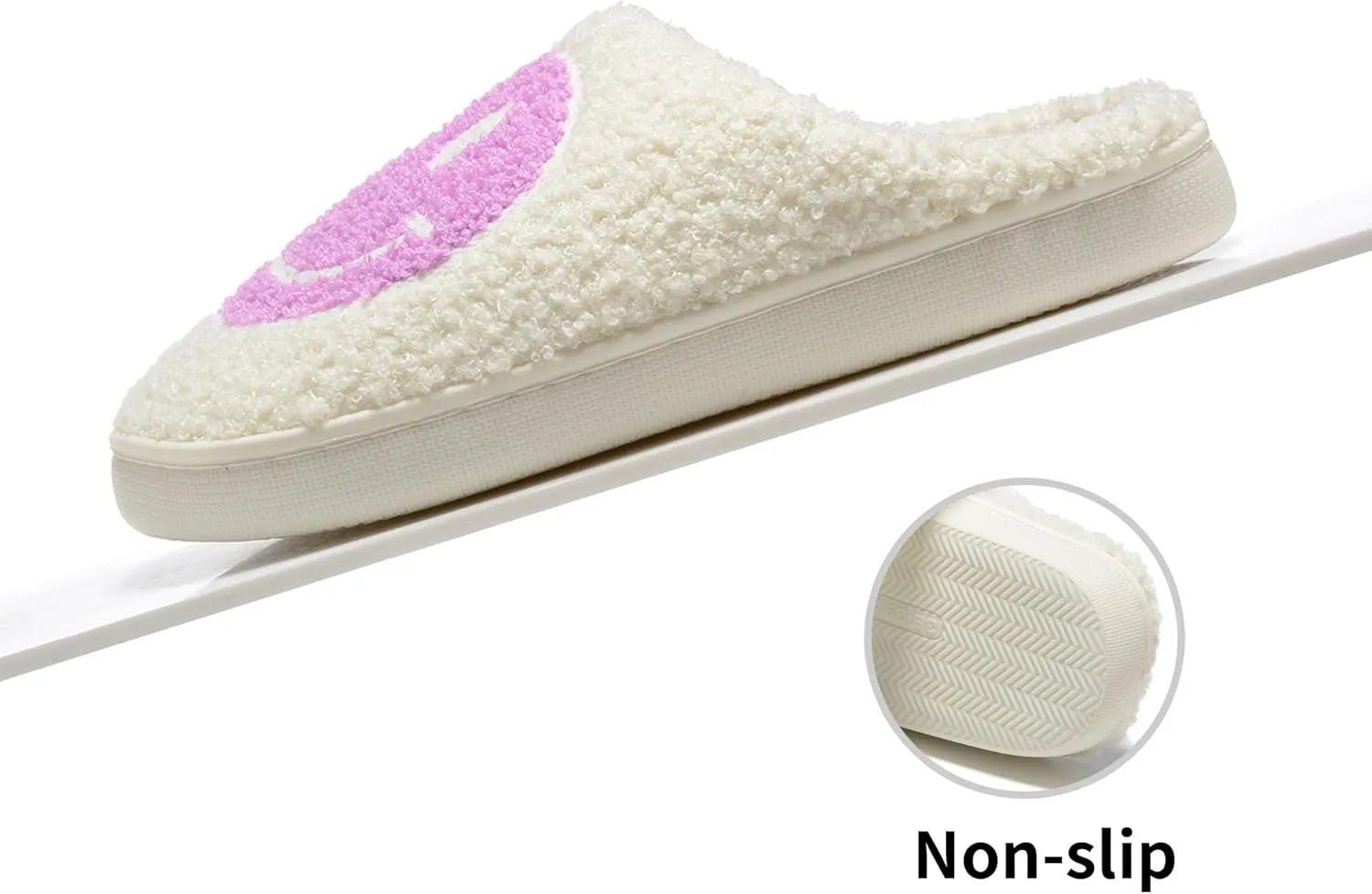 Retro Fuzzy Face Slippers Women Men Non-Slip Couple Style Casual Smile Face Slippers Retro Soft Fluffy Warm Home Lightweight Slip-on Cute Cozy Indoor Outdoor Memory Foam Face Slippers
