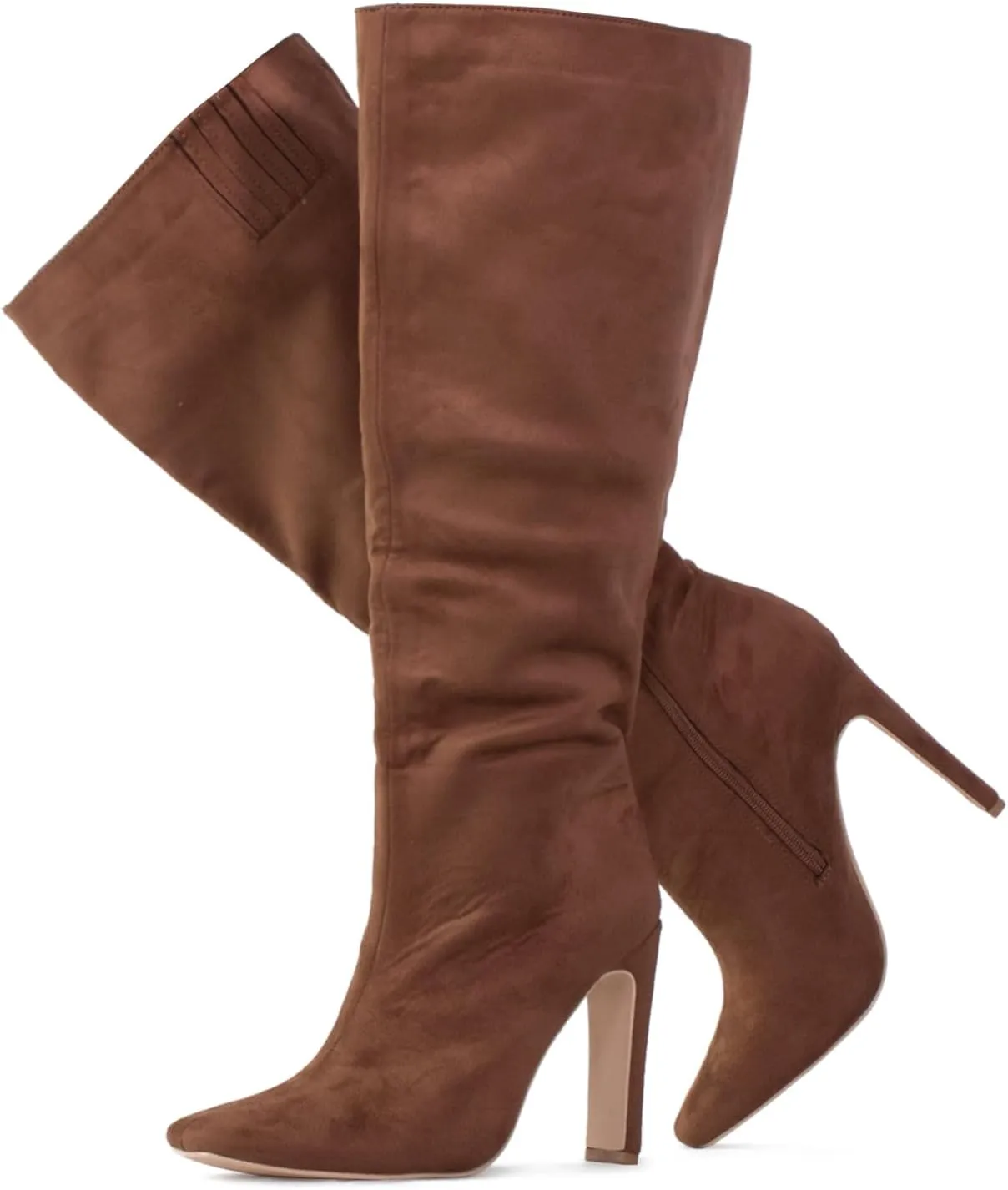 RF ROOM OF FASHION Women's Plus Size Square Toe Knee High Dress Boots (Wide Calf Wide Width)