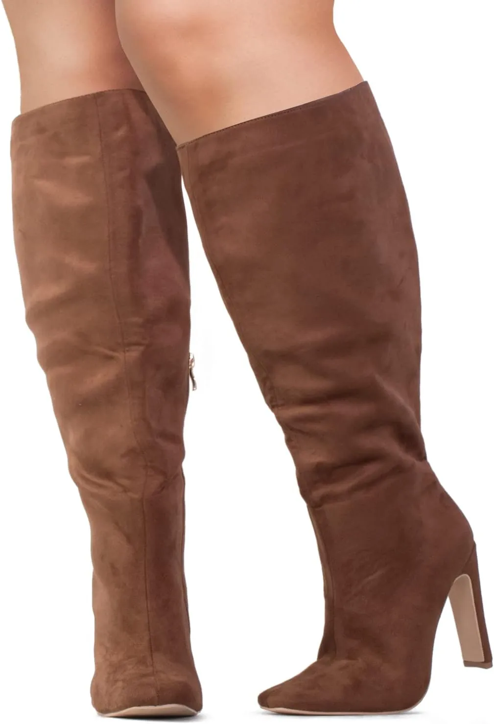 RF ROOM OF FASHION Women's Plus Size Square Toe Knee High Dress Boots (Wide Calf Wide Width)