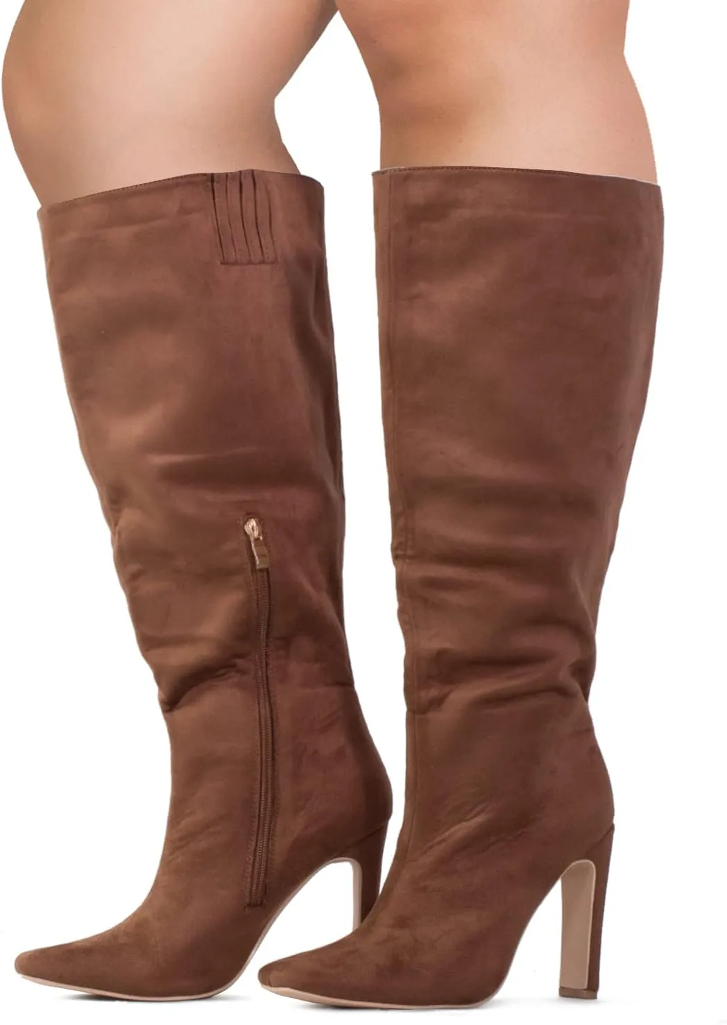 RF ROOM OF FASHION Women's Plus Size Square Toe Knee High Dress Boots (Wide Calf Wide Width)