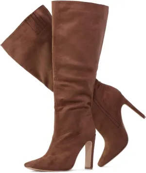 RF ROOM OF FASHION Women's Plus Size Square Toe Knee High Dress Boots (Wide Calf Wide Width)