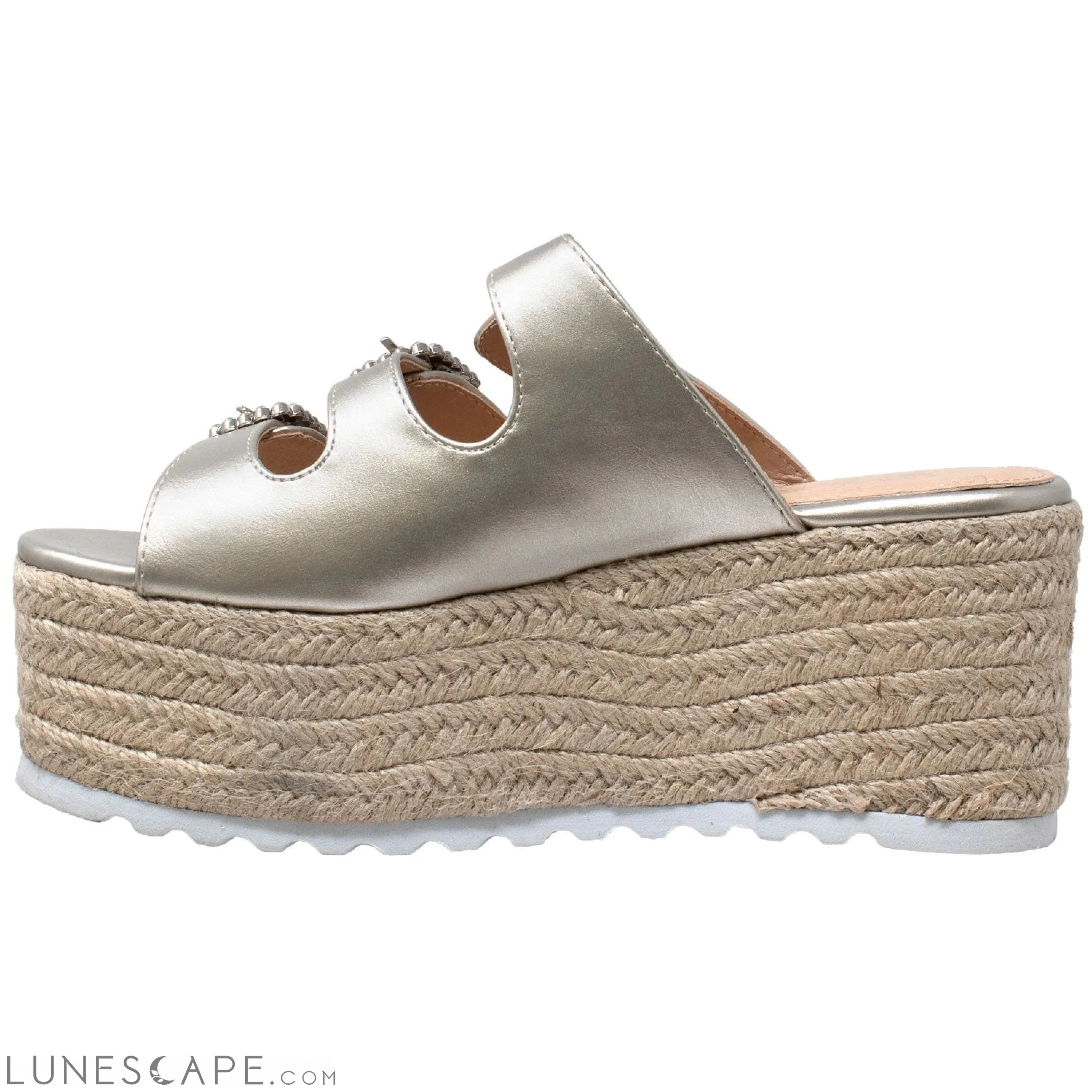 Rhinestone Platform Espadrille Wedge Sandal
