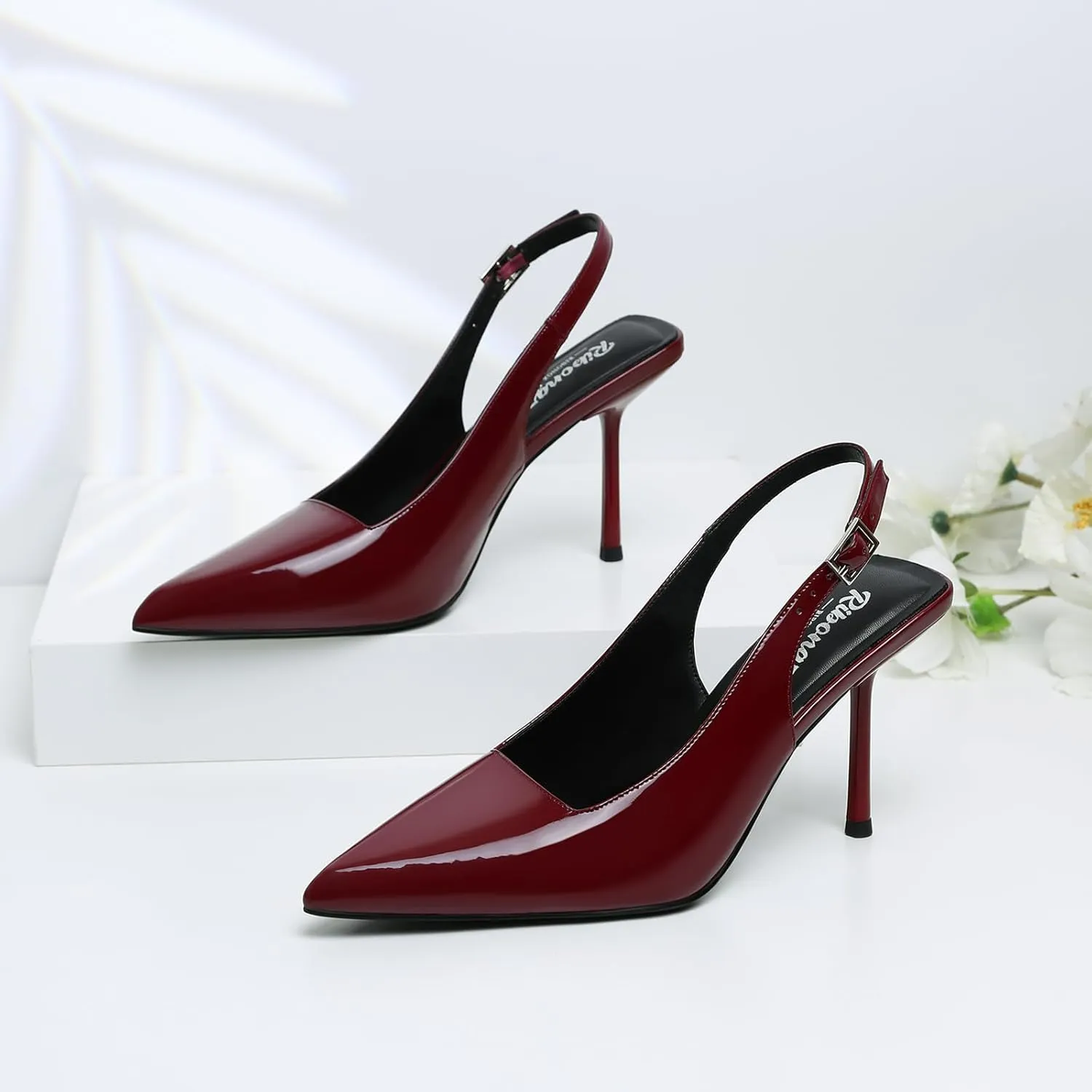RIBONGZ Sexy Slingback Pumps Elegant Dressy Heels for Women Closed Toe Pointy High Heels Wedding Bride Prom Party Evening Shoes