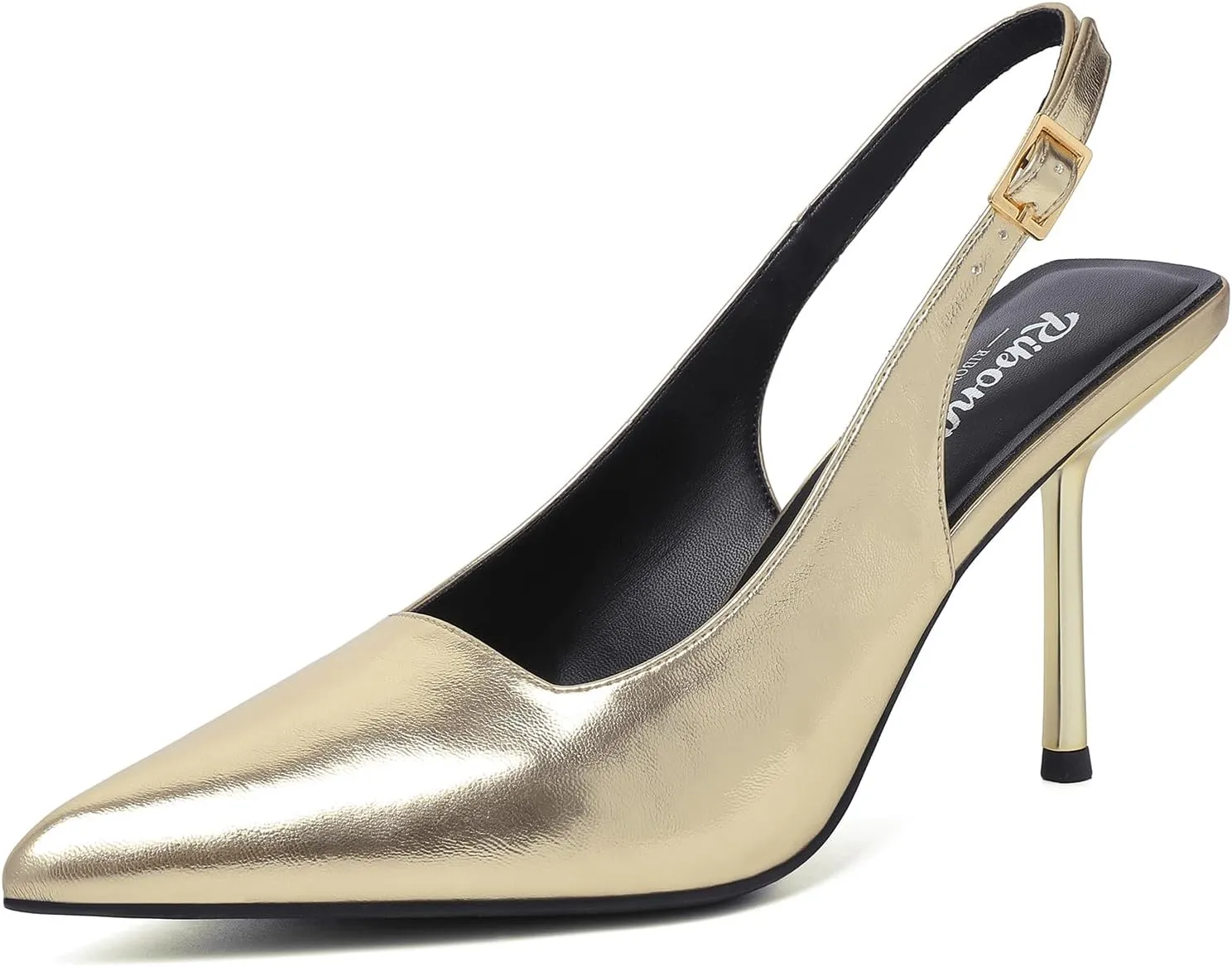 RIBONGZ Sexy Slingback Pumps Elegant Dressy Heels for Women Closed Toe Pointy High Heels Wedding Bride Prom Party Evening Shoes