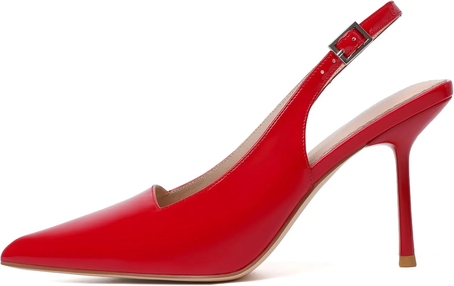 RIBONGZ Sexy Slingback Pumps Elegant Dressy Heels for Women Closed Toe Pointy High Heels Wedding Bride Prom Party Evening Shoes