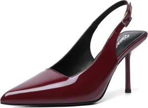 RIBONGZ Sexy Slingback Pumps Elegant Dressy Heels for Women Closed Toe Pointy High Heels Wedding Bride Prom Party Evening Shoes