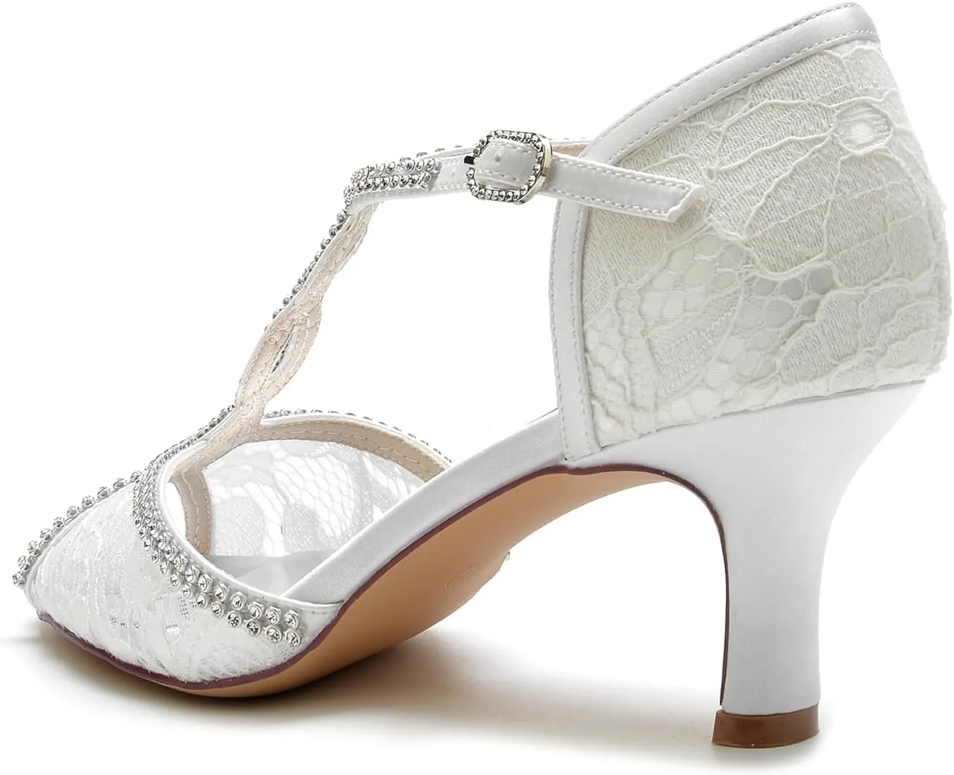 Roimaash Elegant Peep Toe Wedding Sandals Criss Cross Block High Heels