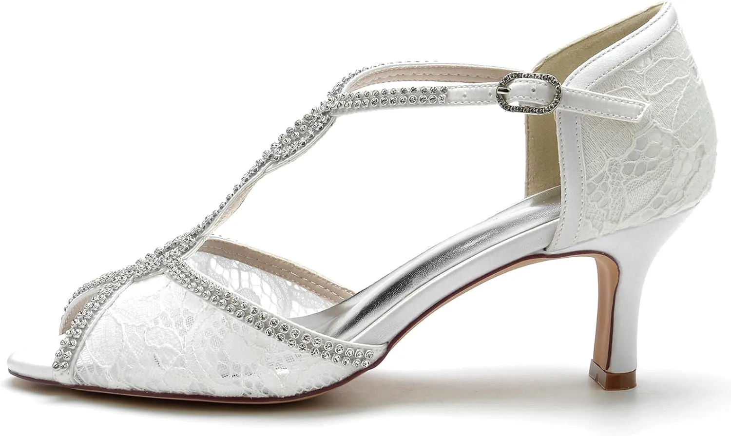 Roimaash Elegant Peep Toe Wedding Sandals Criss Cross Block High Heels