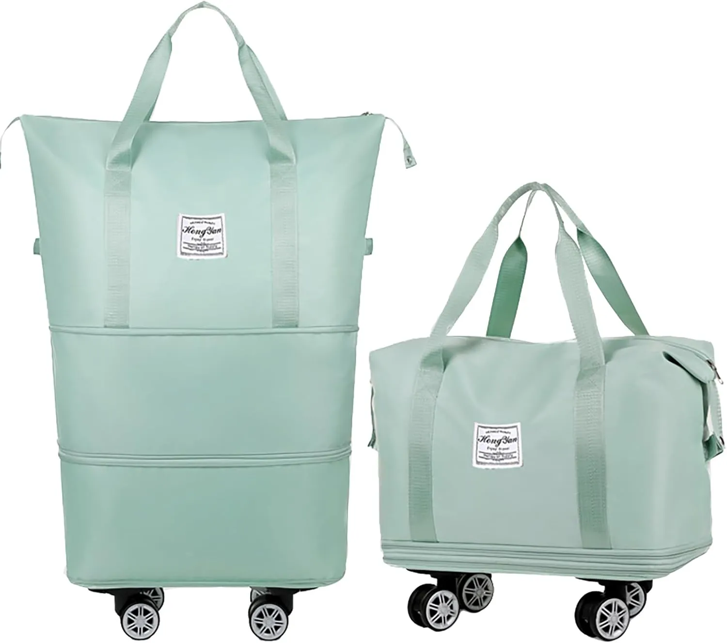 Rolling Duffel Bag with Wheels, Large Capacity Foldable Travel Bag with Detachable Wheels, Rolling Luggage Carry On Bag Foldable Expandable Duffel Bag for Travel or Business Trip(Green)