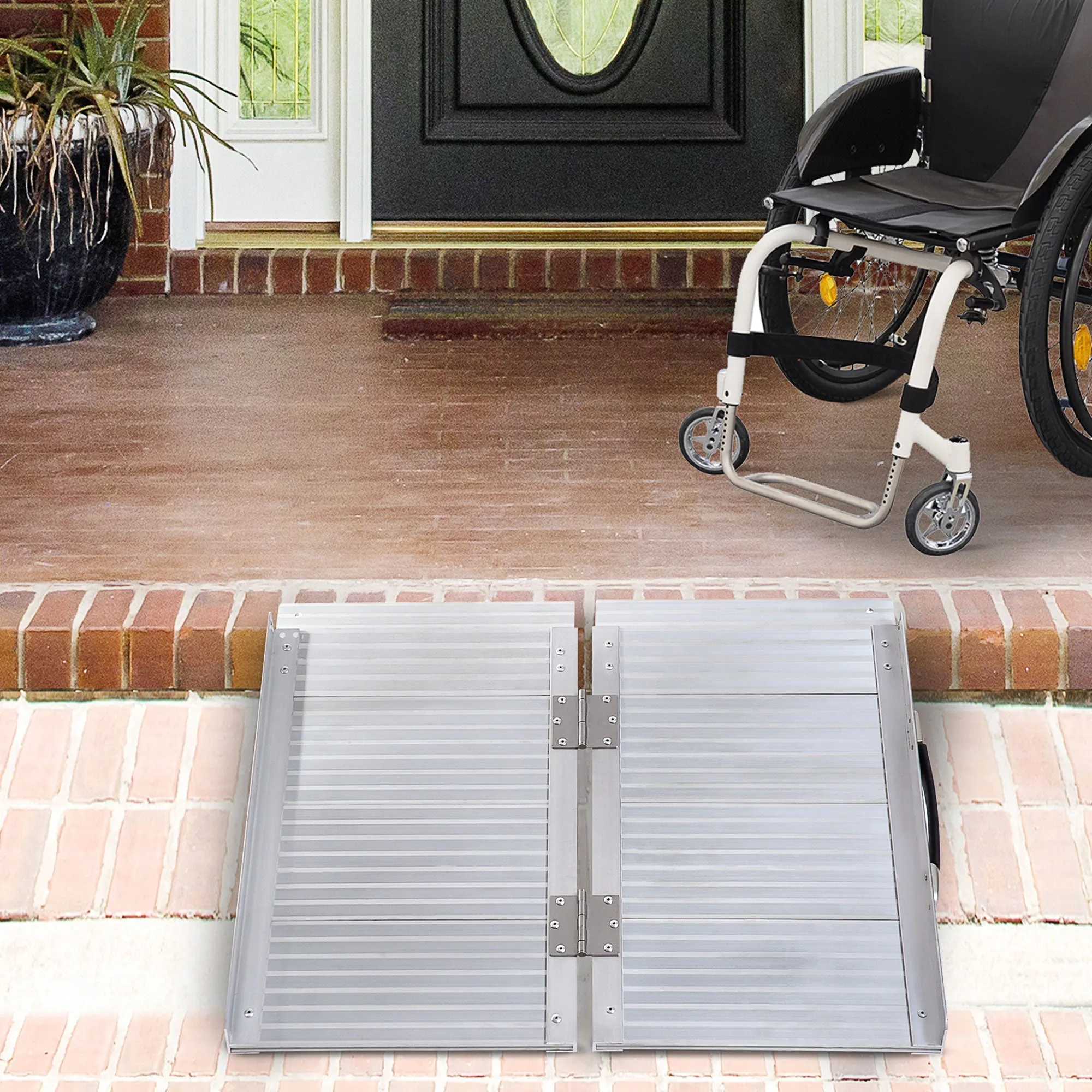 Rootz Wheelchair Ramp - Portable Wheelchair Access Ramp - Foldable Scooter Ramp - Non-Slip Surface - 61 x 74 cm Aluminum Design, 270kg Capacity