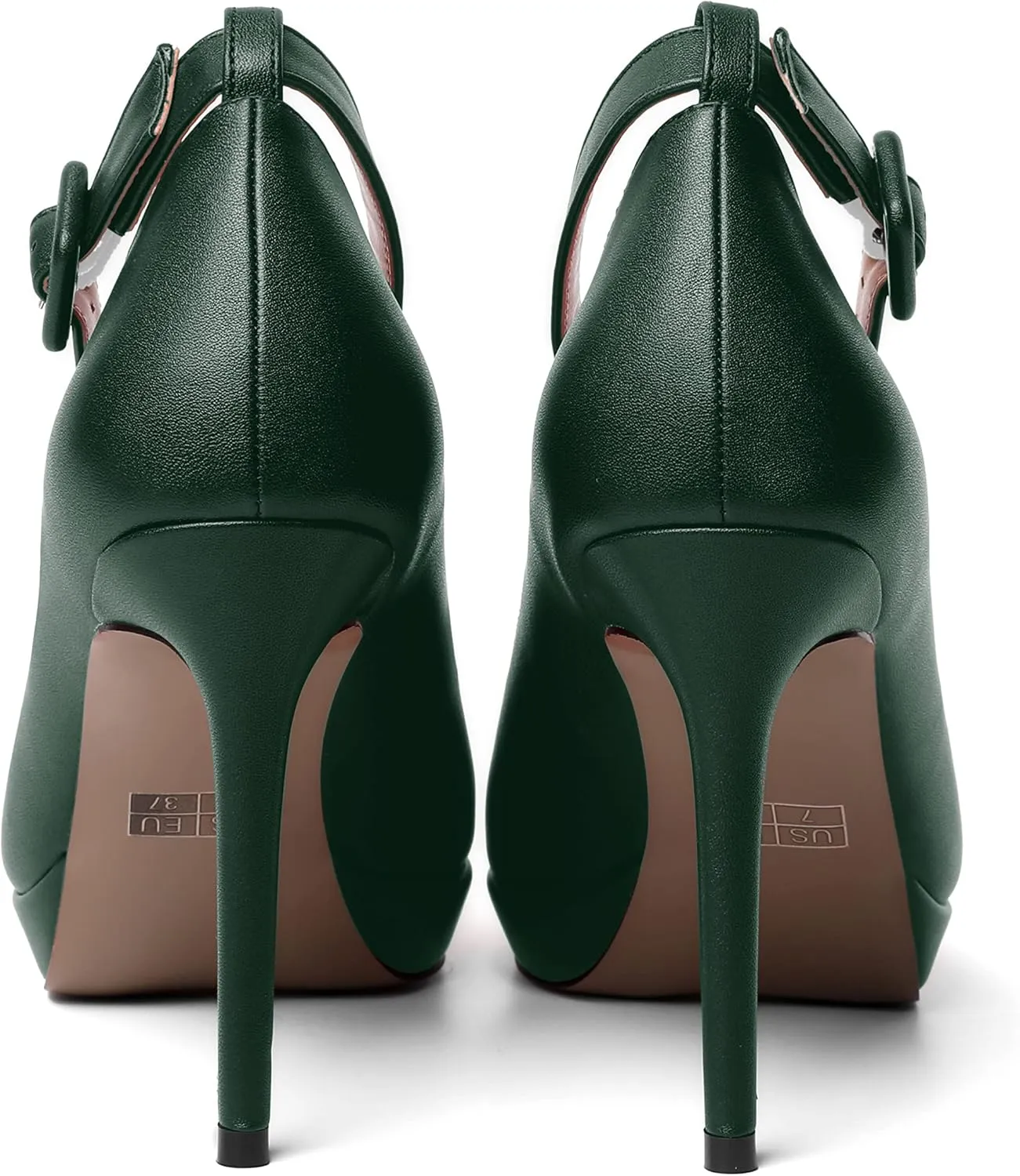 ROSERWISH Womens Ankle Strap Party Sexy Platform Pointed Toe Wedding Matte Buckle Stiletto High Heel Pumps Dress Shoes 4 Inch
