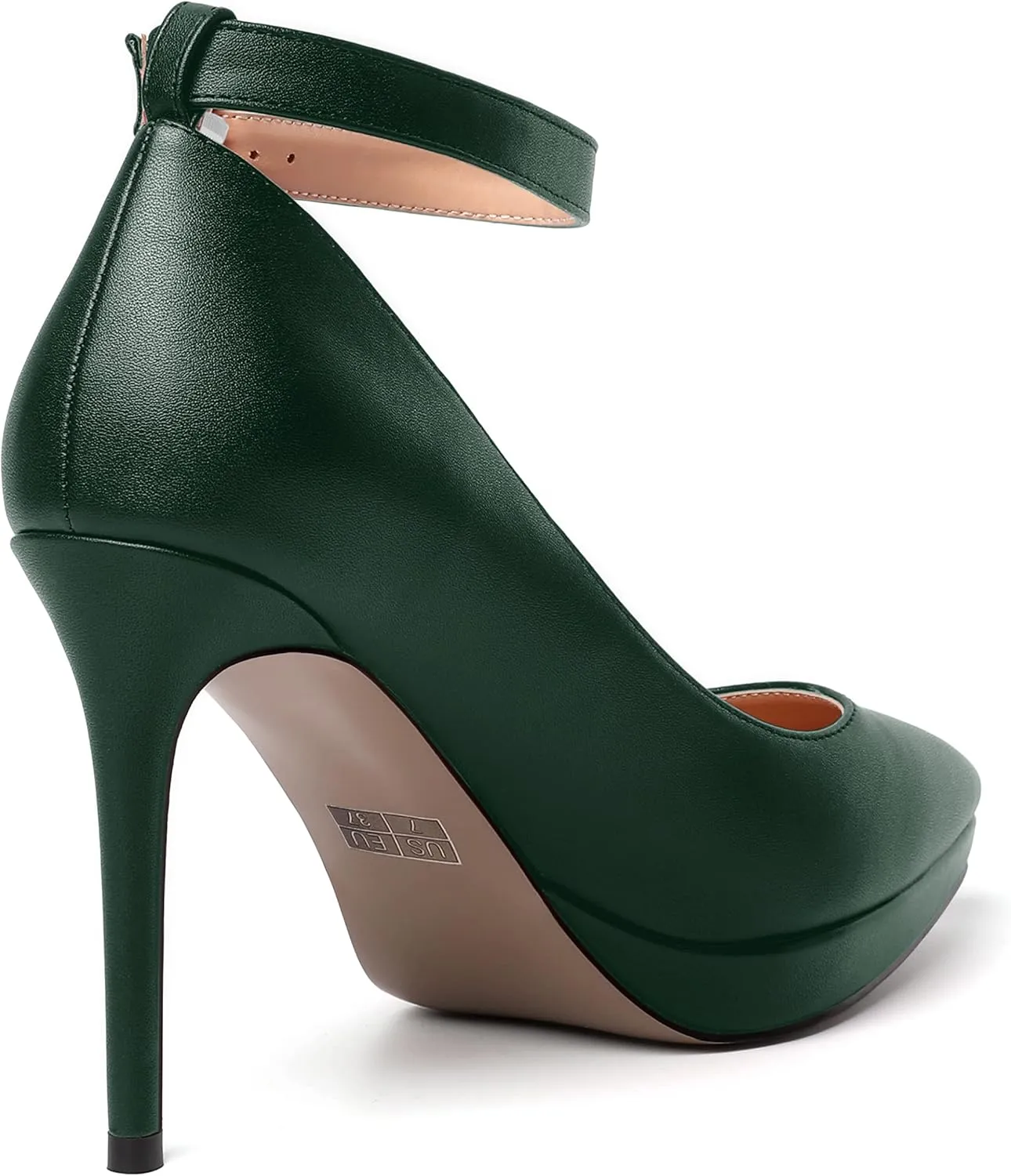ROSERWISH Womens Ankle Strap Party Sexy Platform Pointed Toe Wedding Matte Buckle Stiletto High Heel Pumps Dress Shoes 4 Inch