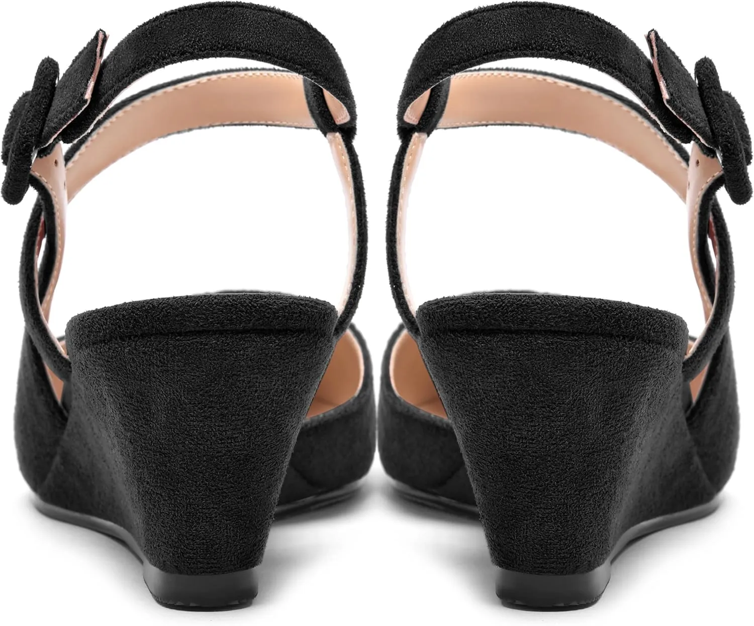 ROSERWISH Womens Buckle Ankle Strap Wedding Suede Fashion Elegant Pointed Toe Wedge Low Heel Pumps Dress Shoes 2 Inch