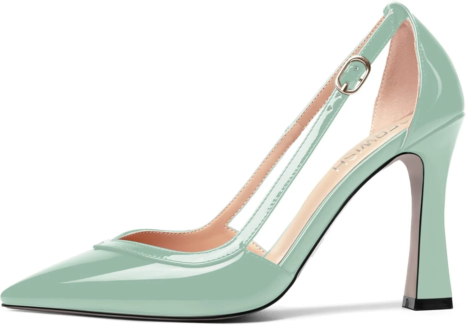 ROSERWISH Womens Buckle Fashion Wedding Elegant Patent Pointed Toe Stiletto High Heel Pumps Dress Shoes 4 Inch