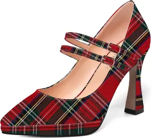 ROSERWISH Womens Platform Wedding Buckle Ankle Strap Pointed Toe Sexy Patent Party Stiletto High Heel Pumps Dress Shoes 4 Inch