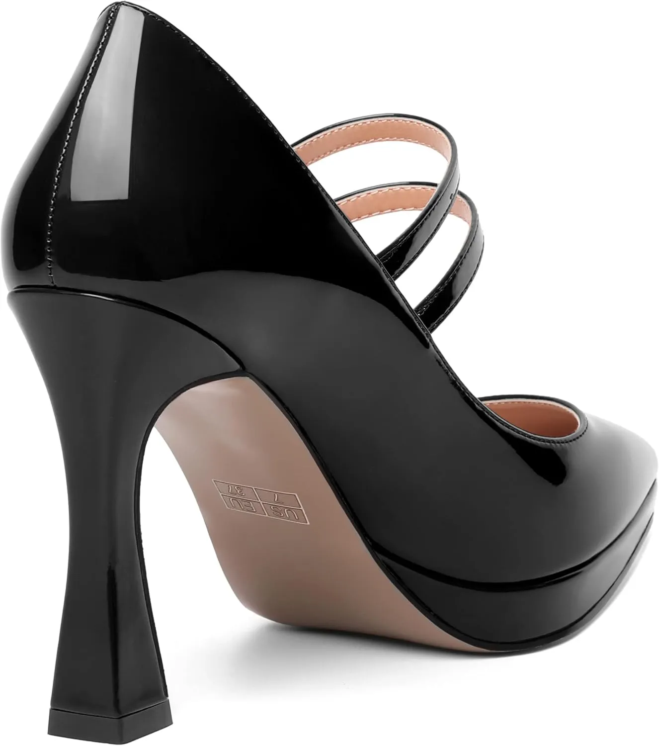 ROSERWISH Womens Platform Wedding Buckle Ankle Strap Pointed Toe Sexy Patent Party Stiletto High Heel Pumps Dress Shoes 4 Inch