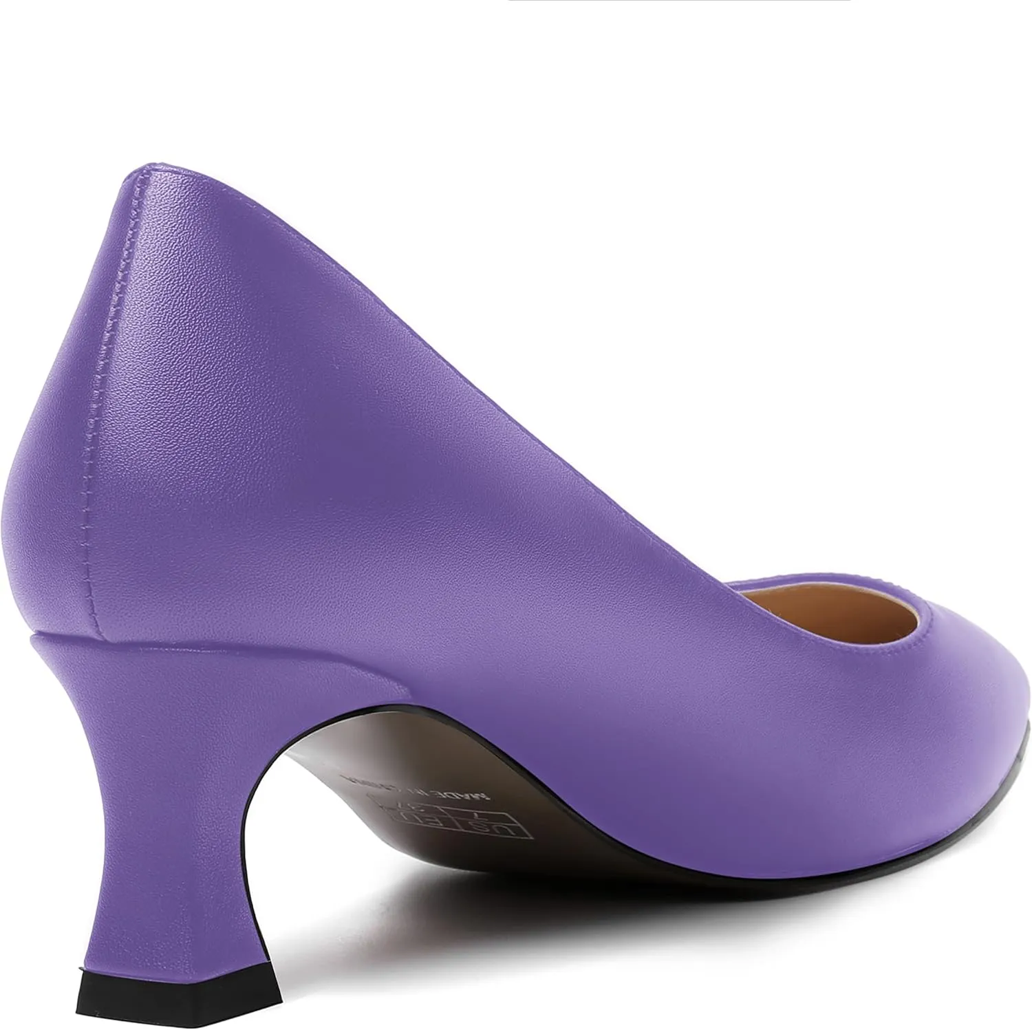 ROSERWISH Womens Pointed Toe Office Casual Elegant Matte Slip On Spool Kitten Low Heel Pumps Shoes 2 Inch
