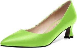 ROSERWISH Womens Pointed Toe Office Casual Elegant Matte Slip On Spool Kitten Low Heel Pumps Shoes 2 Inch