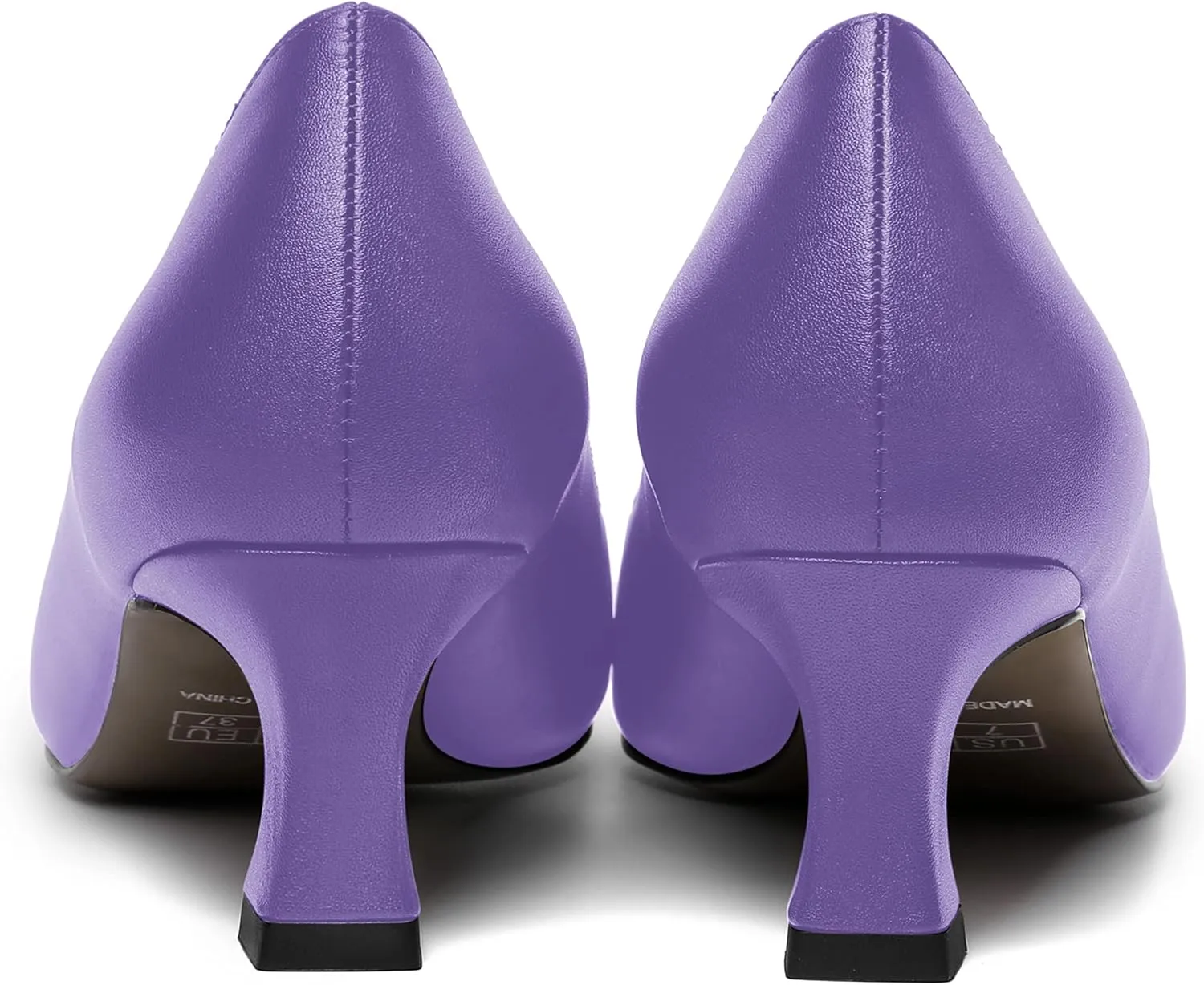 ROSERWISH Womens Pointed Toe Office Casual Elegant Matte Slip On Spool Kitten Low Heel Pumps Shoes 2 Inch